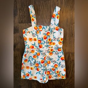 Amanda Uprichard Anthropologie fruit peaches summer romper NEW L